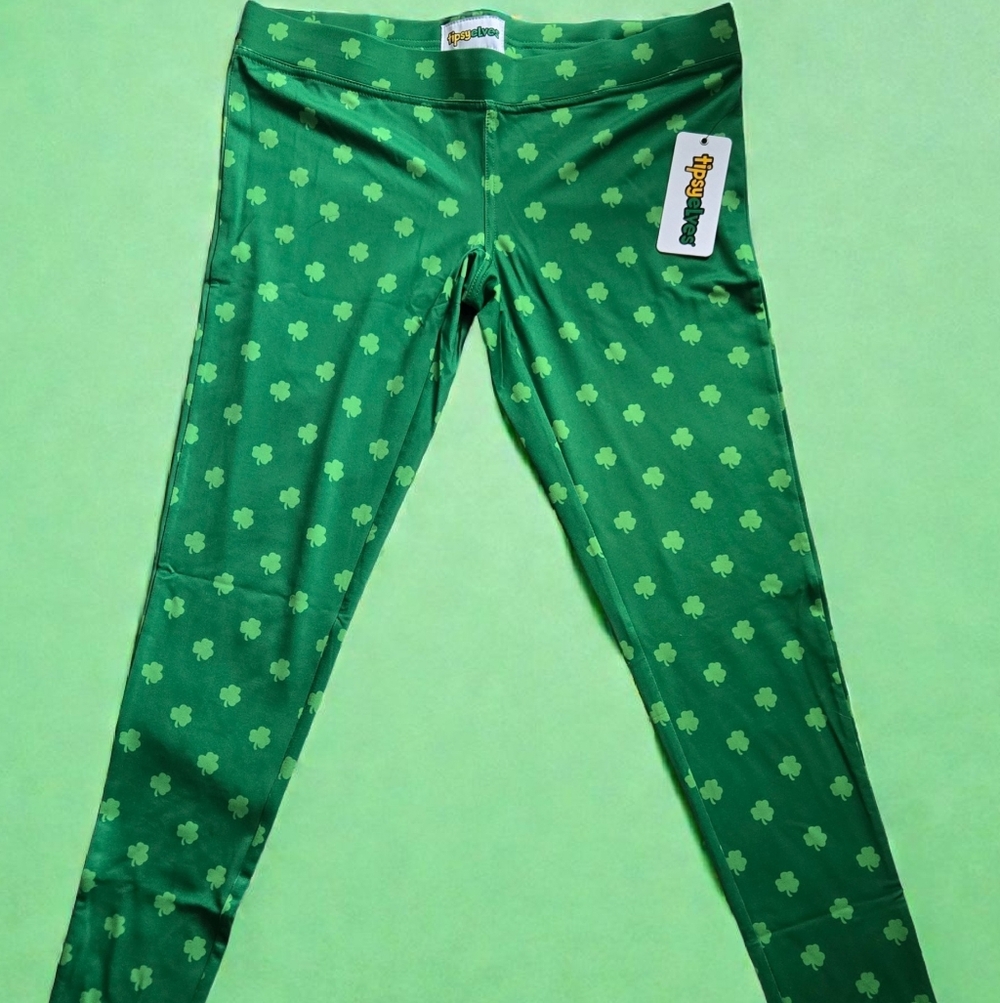 Tipsy Elves Green Clover Leggings St. Patrick’s Day NWT M